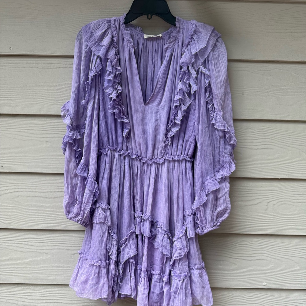 Ulla Johnson Lilac Aberdeen Ruffled Mini Dress - Picture 5 of 12